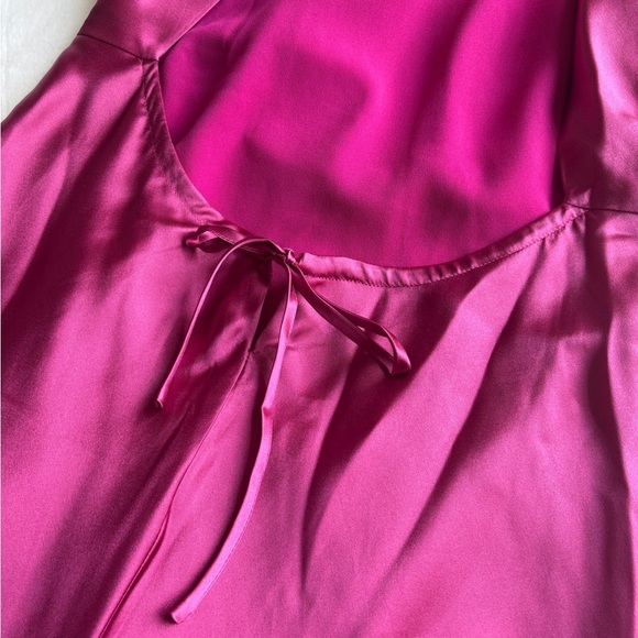 NEW Reformation Anaiis Long Silk Dress Hibiscus Tea Dark Pink Magenta | US 2 UK6 - Picture 10 of 17
